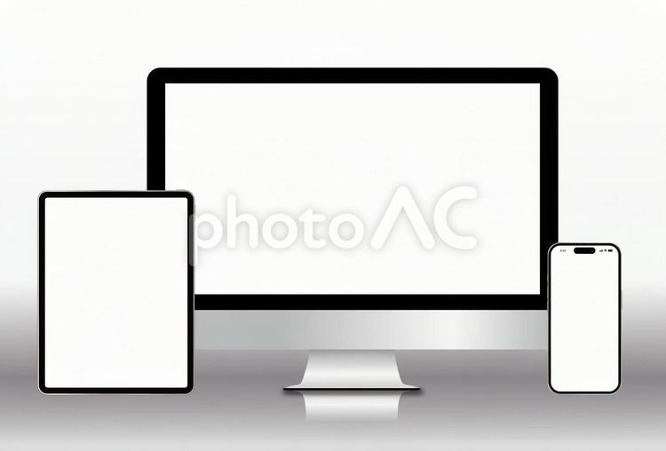 画面はめ込み用PSD　デスクトップセット パソコン,スマホ,タブレットの写真素材
