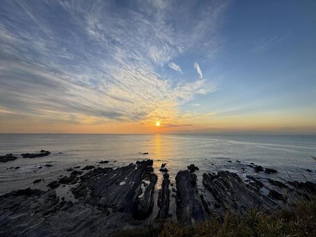 荒崎公園 荒崎公園,海,夕陽の写真素材