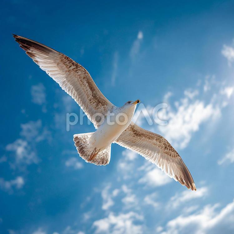 （晴天の）カモメの舞 カモメ,鳥,動物の写真素材