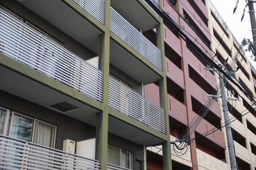 分譲マンションのベランダ タワーマンション,一室,ワンルームの写真素材