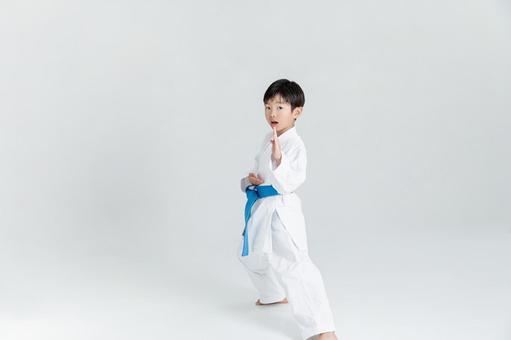 空手をする子ども 空手をする子ども 空手,型,男の子の写真素材
