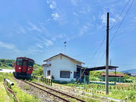Photo, the countryside, local train, electric train, 