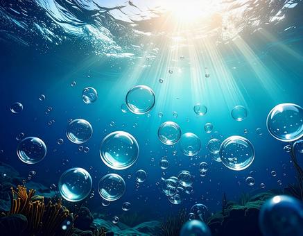 水中を上昇する気泡、美しい世界 水中を上昇する気泡、美しい世界の写真