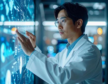 Data scientists working with AI, ai analysis, data scientist, japanese, JPG