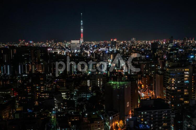 文京シビックセンターから見えるスカイツリー１６ skytree,tokyoskytree,オフィスビルの写真素材