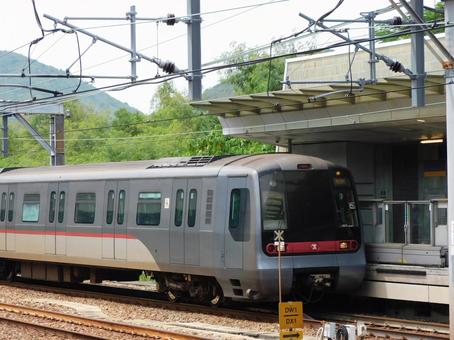香港MTR 晴れた日の入線光景 香港MTR 晴れた日の入線光景 電車,香港,列車の写真素材