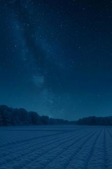 冬の雪原と星空 冬の雪原と星空の写真
