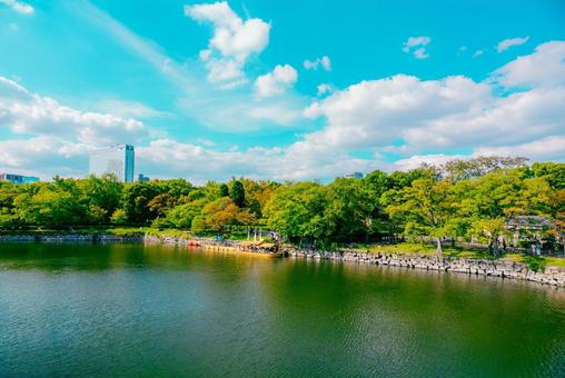 【大阪】大阪城公園の雰囲気 大阪城,お城,城の写真素材