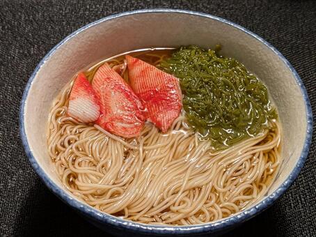 大雪翌日の朝に自宅で食べたにゅうめん 煮麺,そうめん,麺類の写真素材