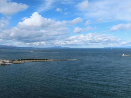 アスパム 展望台からの眺め 北西側 青森県観光物産館,アスパム,13階の写真素材