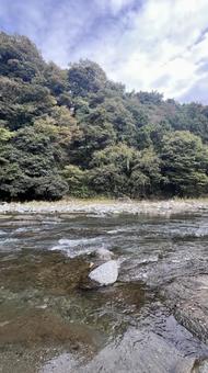 秋の川 秋,山,自然の写真素材