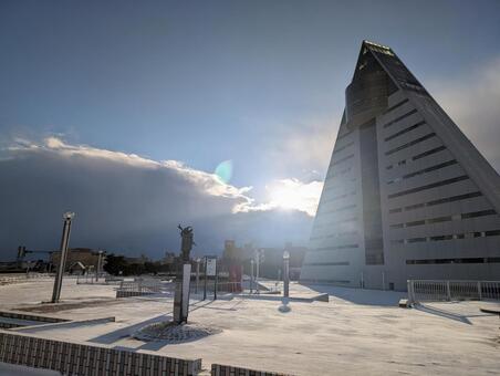 冬の朝、青森 冬,雪景色,雪の写真素材