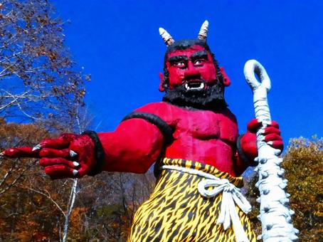 登別温泉で人気者の地獄の鬼の写真