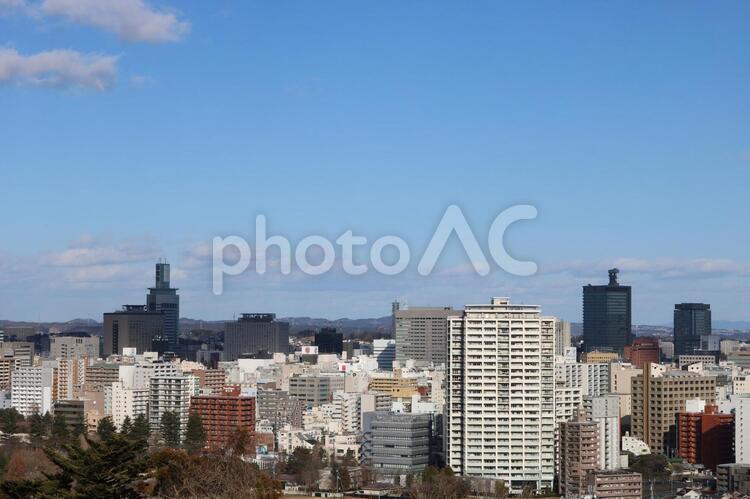 仙台城からの眺め 仙台城,仙台市,仙台市街の写真素材