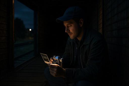 夜汽車で見るカメラ写真 夜汽車で見るカメラ写真の写真