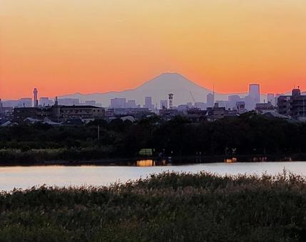 夕焼富士山 夕焼け,夕方,風景の写真素材