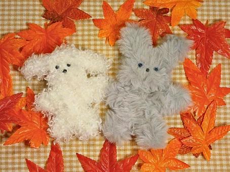 モールドール 秋イメージ いぬとうさぎ モールドール 秋イメージ いぬとうさぎ モールドール,ハンドメイド,秋の写真素材