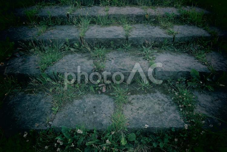 石の階段　トイカメラ 階段,トイカメラ,暗いの写真素材