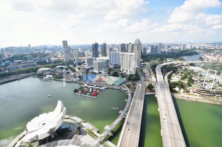 シンガポールのベイエリアの都市風景 都市,高層ビル,摩天楼の写真素材