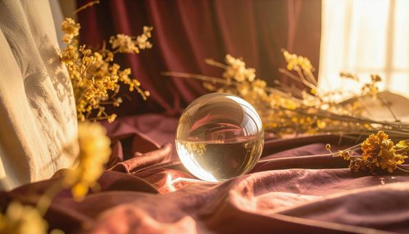 水晶玉／ノスタルジックな秋の飾りの写真