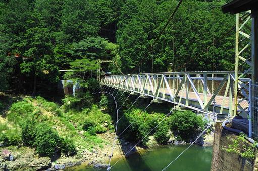 トロッコ保津峡駅 連絡橋 京都,橋,夏の写真素材