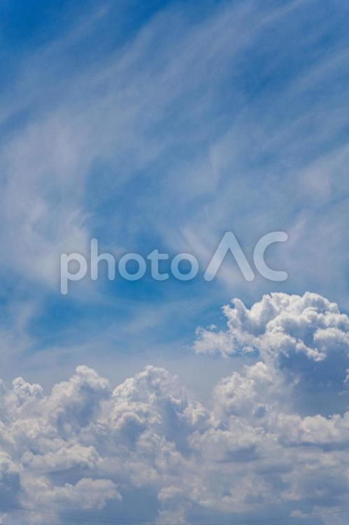 真夏の青空と白い雲 雲,風景,空の写真素材