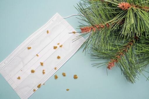 白いマスクと飛散した花粉のイメージ背景 マスク,花粉,花粉症の写真素材