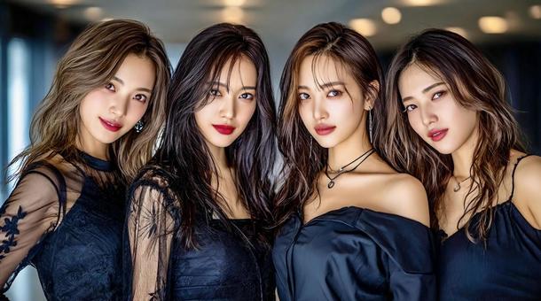 美しい女性4人のファッション撮影 美しい女性4人のファッション撮影の写真