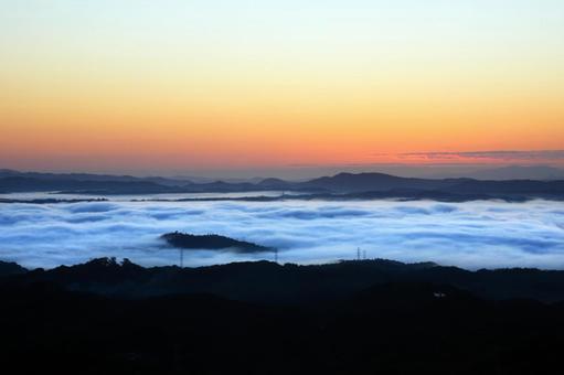 雲海　夜明け 雲海,うんかい,ウンカイの写真素材