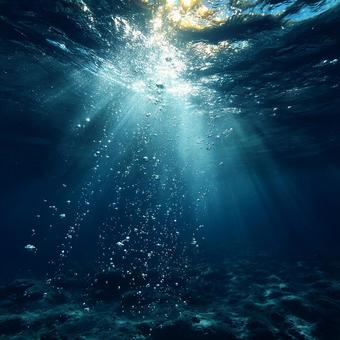 海底へ舞い上がる泡の輝き 海底へ舞い上がる泡の輝きの写真