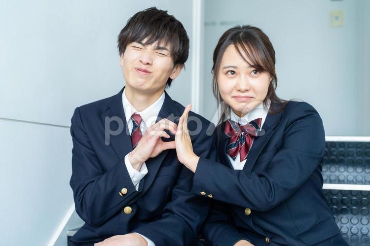 高校生のポートレート 高校生,男女,カップルの写真素材