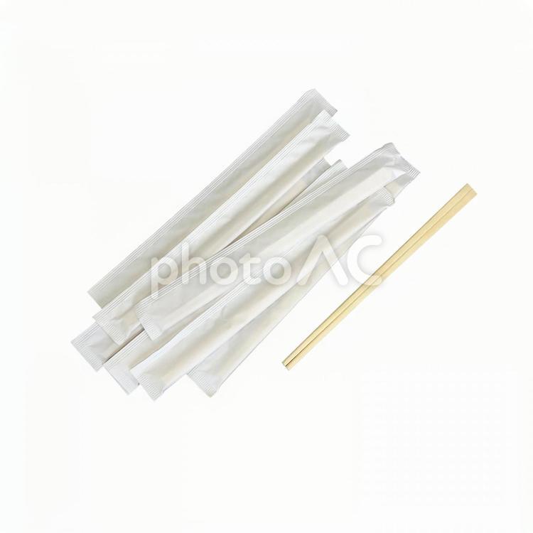 白い紙包装の割り箸 割り箸,紙包装,弁当の写真素材