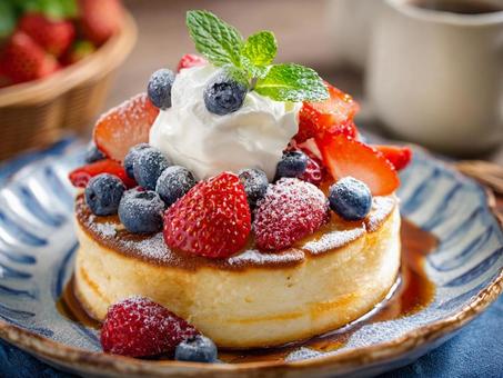 いちごのパンケーキ いちごのパンケーキの写真