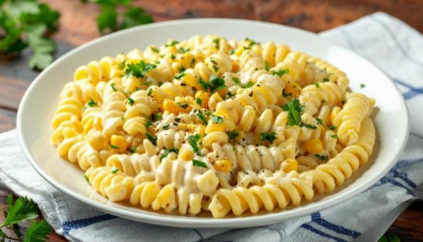 マヨコーンパスタの写真