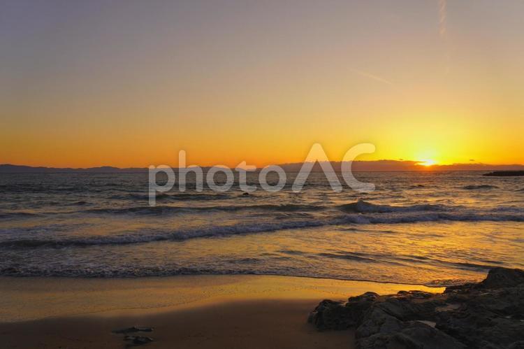 つぶて浦から見る日没の景色⑦　南知多町 日没,夕日,夕陽の写真素材