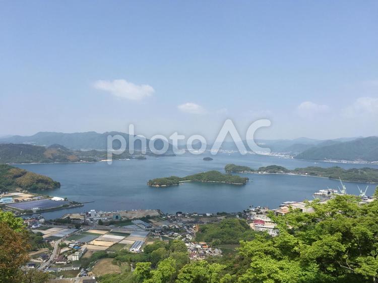 白滝山からみた風景 瀬戸内海,因島,尾道市の写真素材