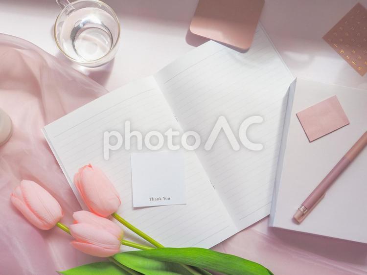 パステルピンクの可愛いノートイメージ ノート,ピンク,可愛いの写真素材
