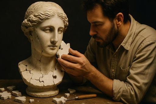 彫刻修復のパズル作品の写真