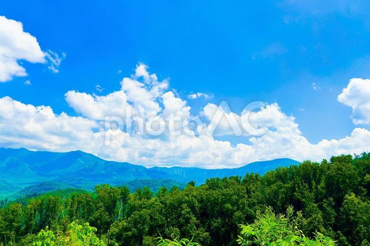 夏の山の風景 夏空,夏,山の写真素材