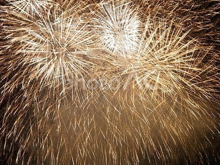 金色の打ち上げ花火の大連発 花火,夜空,打ち上げ花火の写真素材
