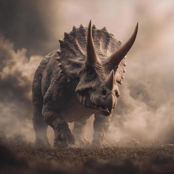 古代の巨人、トリケラトプスの写真