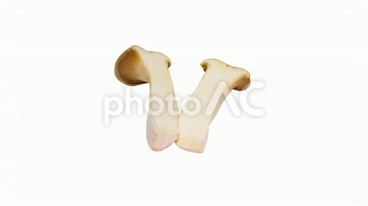 半分に切ったエリンギ（背景透過） エリンギ,きのこ,野菜の写真素材