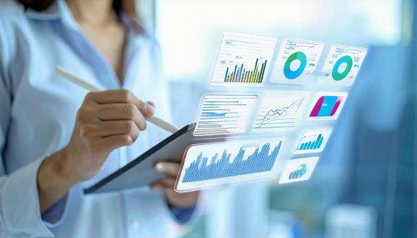 ビジネスマンとデジタルイメージ ビジネスマンとデジタルイメージの写真