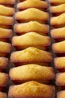 隙間なく埋め尽くされたフィナンシェ フィナンシェ,洋菓子,一面の写真素材