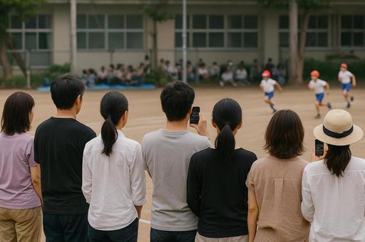 運動会の保護者たち 運動会の保護者たちの写真