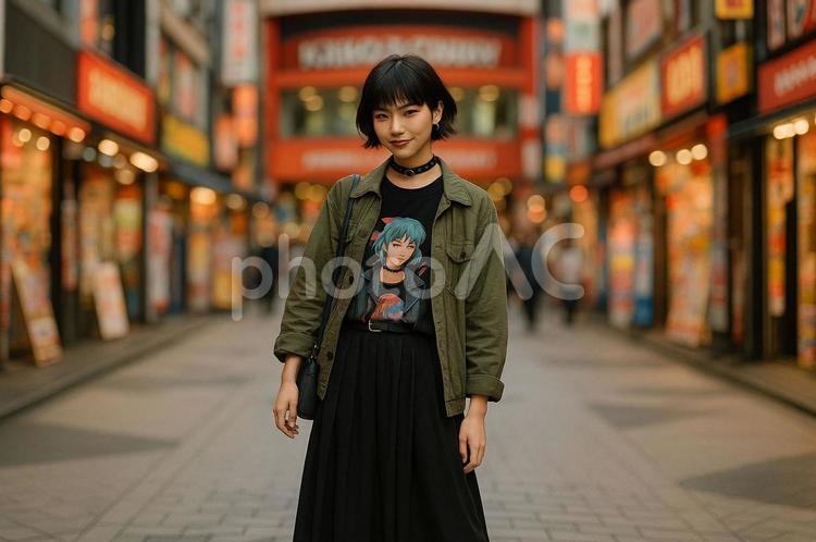 サブカルの街で出会った女性 サブカル,ファッション,女性の写真素材