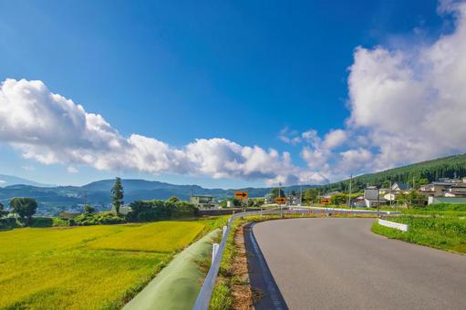 夏から秋への季節の移り変わる里山風景 夏から秋への季節の移り変わる里山風景の写真