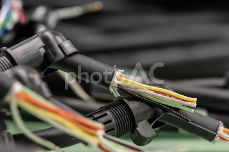 工業用の電線イメージ 電線,電線加工,ケーブルハーネスの写真素材