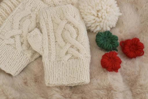 手袋とニット帽 手袋,ニット帽,防寒の写真素材