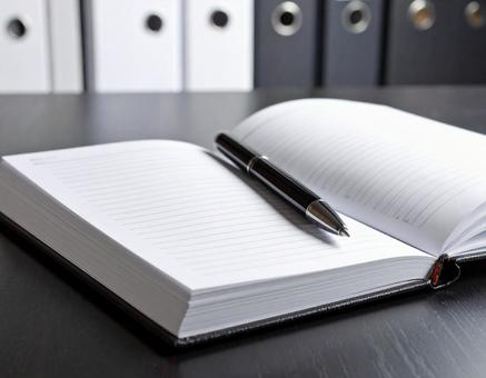 開いた手帳とペンの写真